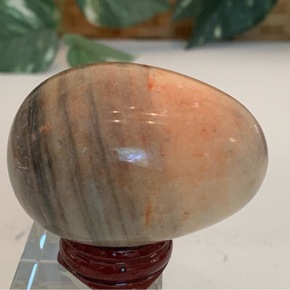Banded Calcite Crystal Carved Egg Polished Onyx Healing Chakra Stone W Stand 2.5 - Picture 10 of 15
